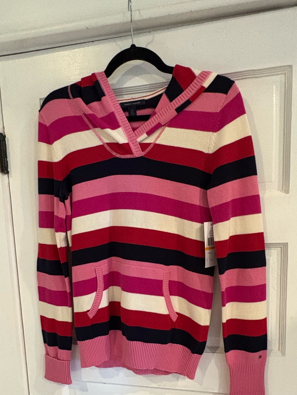 NWT Tommy Hilfiger 100% cotton striped hoodie sweater